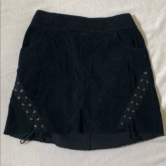 Don’t Ask Why Black Corduroy Lace Up Side Skirt - Picture 1 of 4